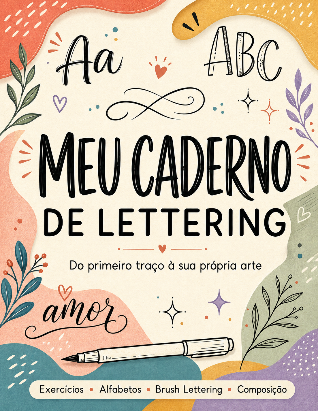 Capa oficial colorida do Meu Caderno de Lettering